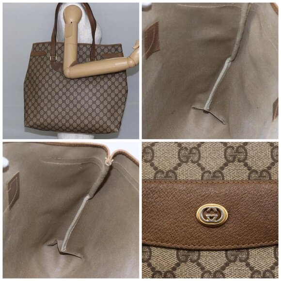 GUCCI GG Supreme Tote Bag PVC Beige Gold - Picture 16 of 16